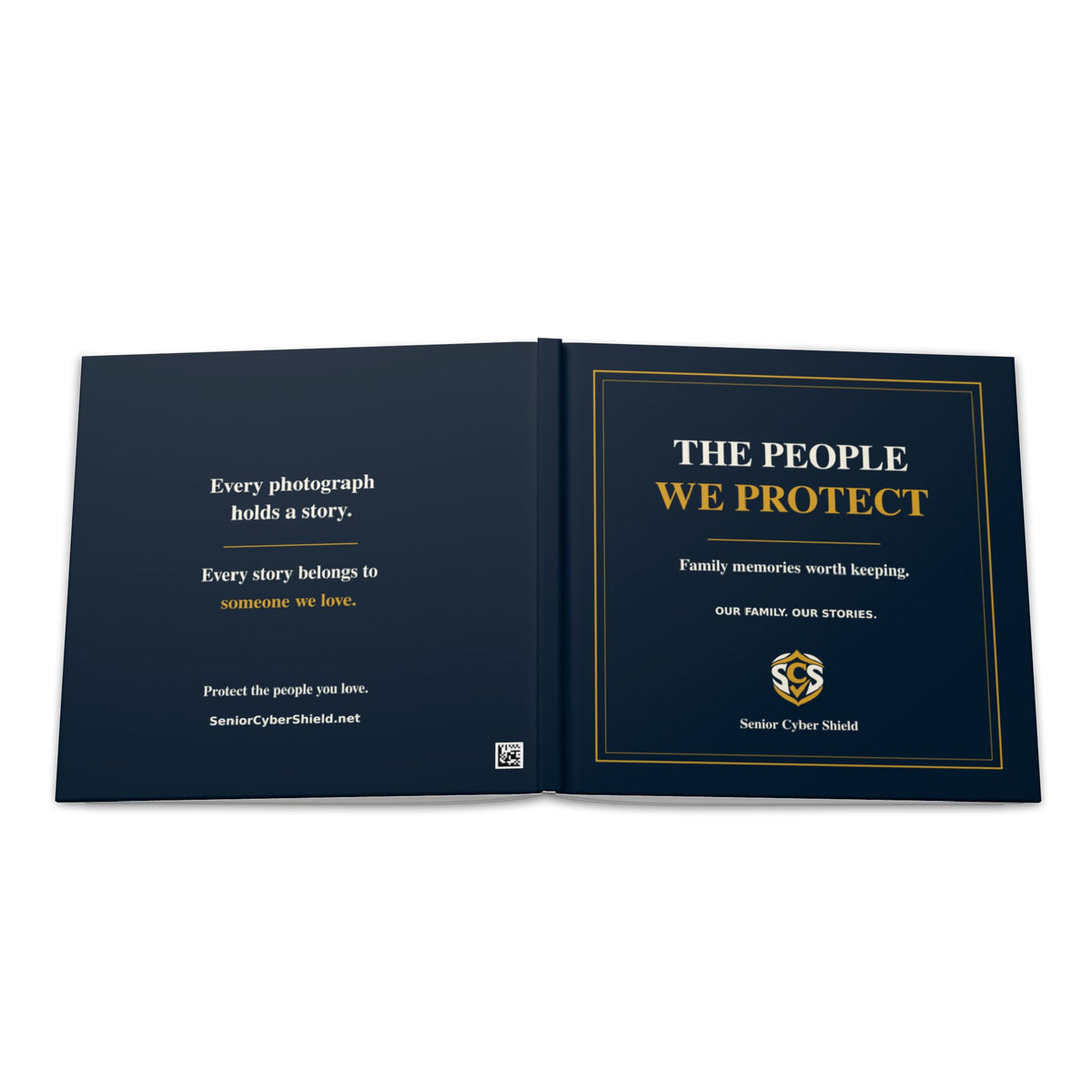 The People We Protect | Senior Cyber Shield Hardcover Family Photo Book | 8 × 8 Inch