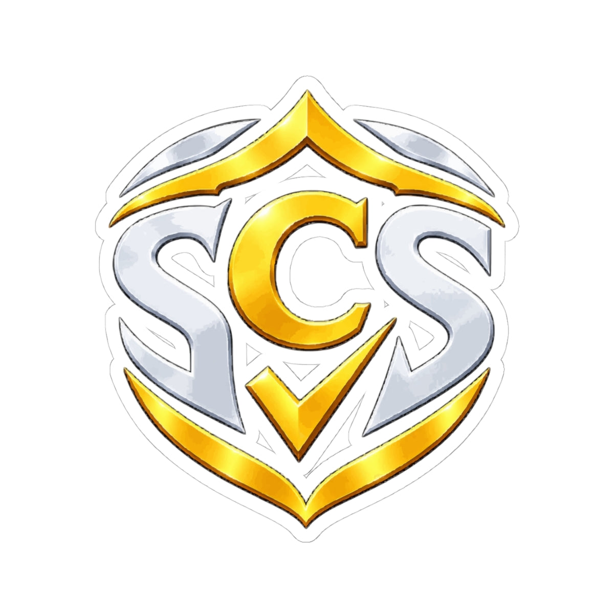 Senior Cyber Shield SCS Logo Kiss-Cut Sticker | Gold & Silver Shield