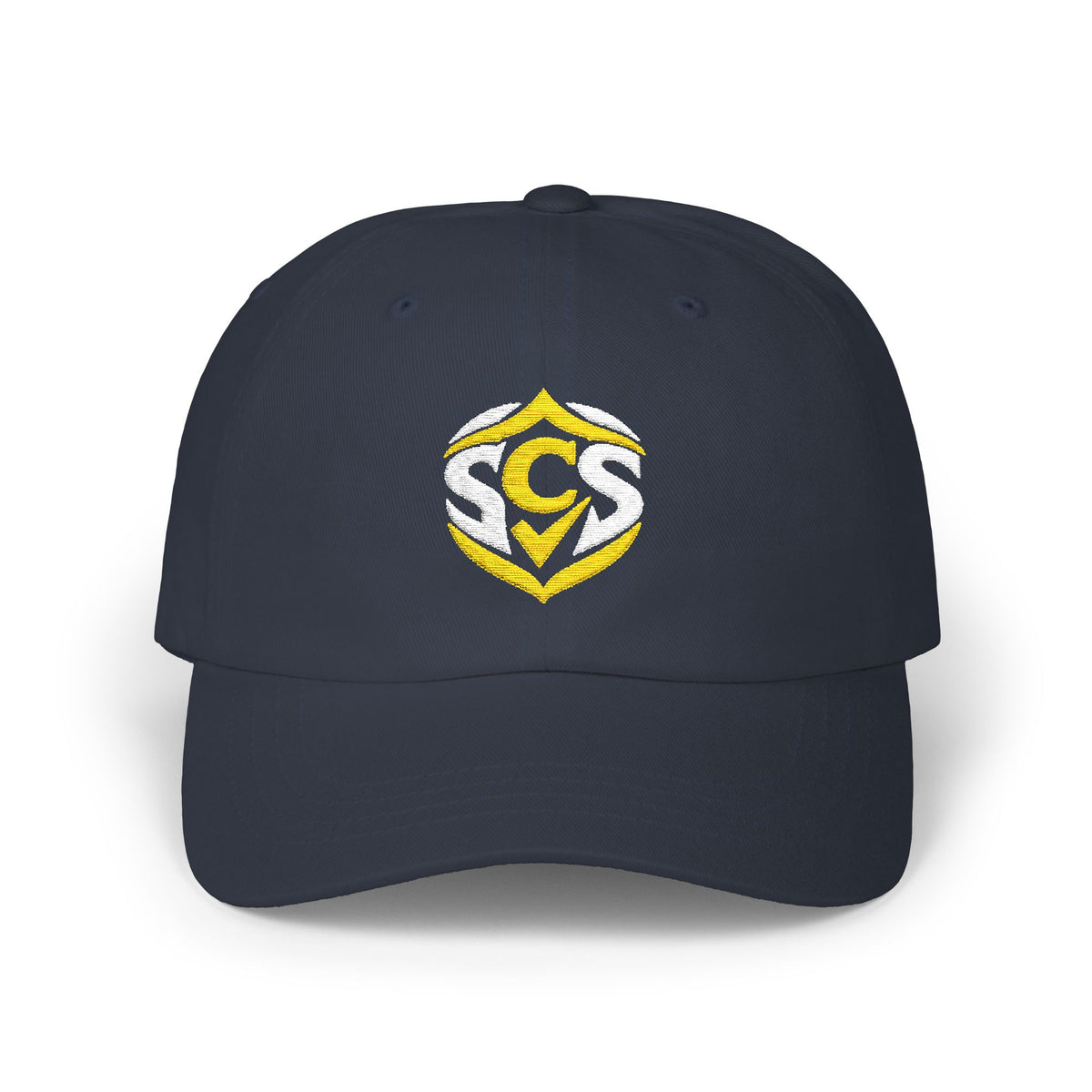 Classic Dad Cap — Embroidered Gold Crest Logo Baseball Hat