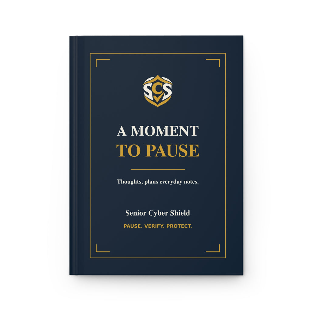 Senior Cyber Shield A Moment to Pause Hardcover Lined Journal | Matte Navy & Gold