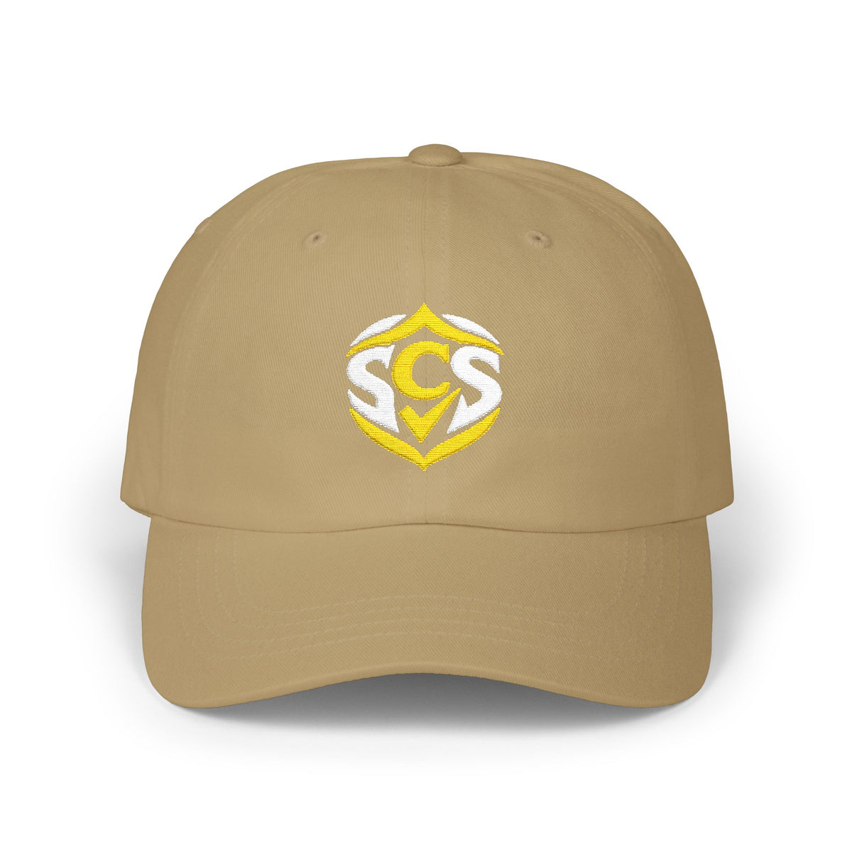 Classic Dad Cap — Embroidered Gold Crest Logo Baseball Hat