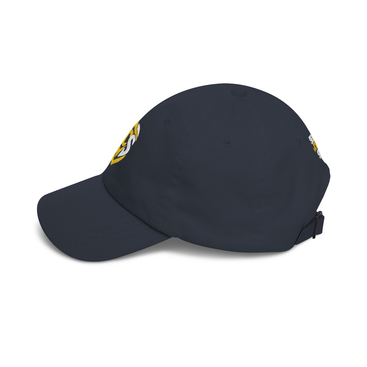 Classic Dad Cap — Embroidered Gold Crest Logo Baseball Hat
