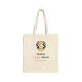 Senior Cyber Shield Cotton Canvas Tote Bag | Pause. Verify. Protect. | Natural