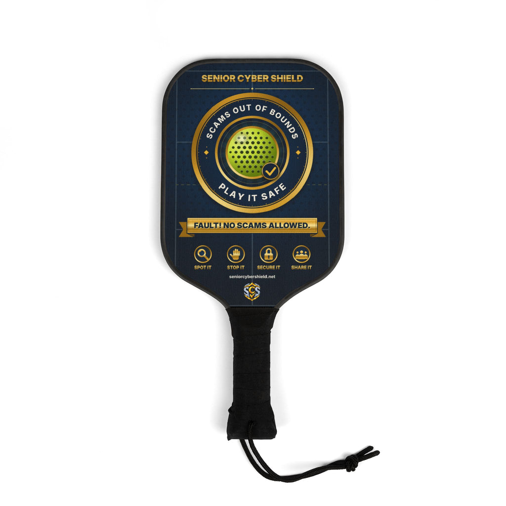 Senior Cyber Shield Pickleball Paddle Set – Scams Out of Bounds, Play It Safe