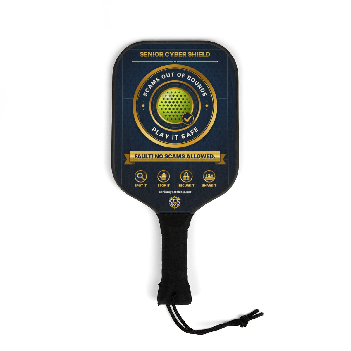 Senior Cyber Shield Pickleball Paddle Set – Scams Out of Bounds, Play It Safe