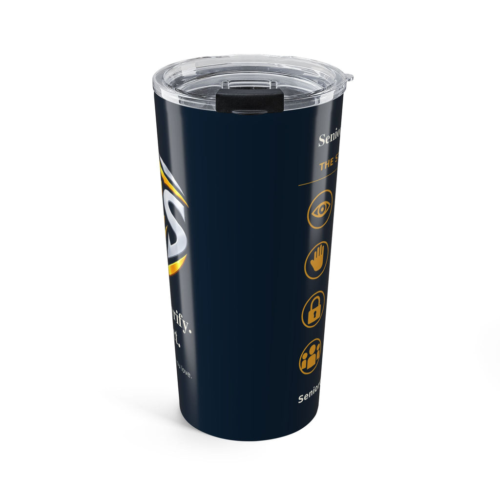 Senior Cyber Shield 20 oz Tumbler | Navy & Gold | Pause Verify Protect