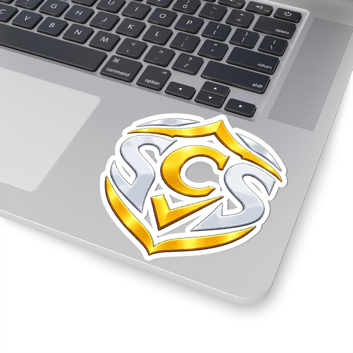 Senior Cyber Shield SCS Logo Kiss-Cut Sticker | Gold & Silver Shield