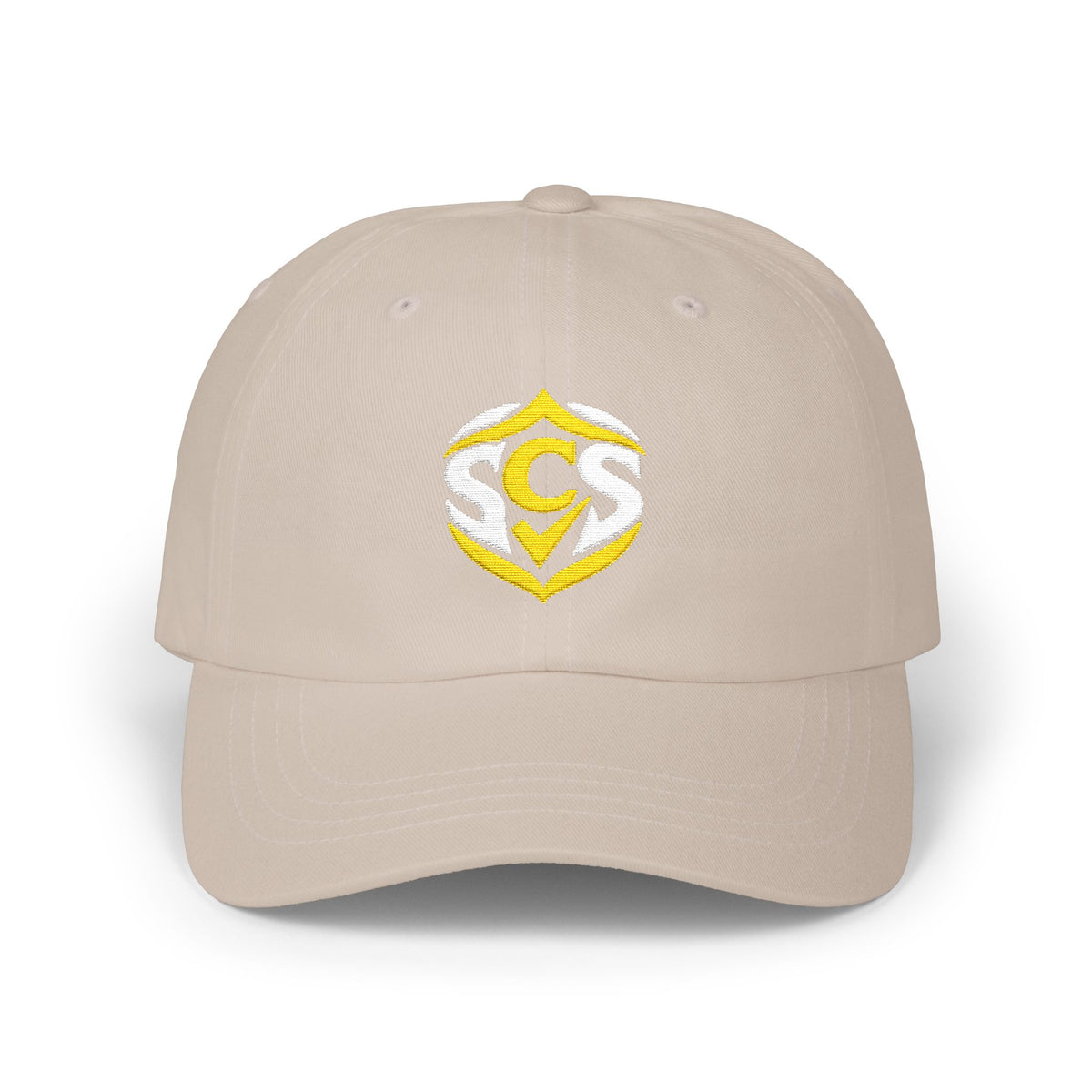 Classic Dad Cap — Embroidered Gold Crest Logo Baseball Hat