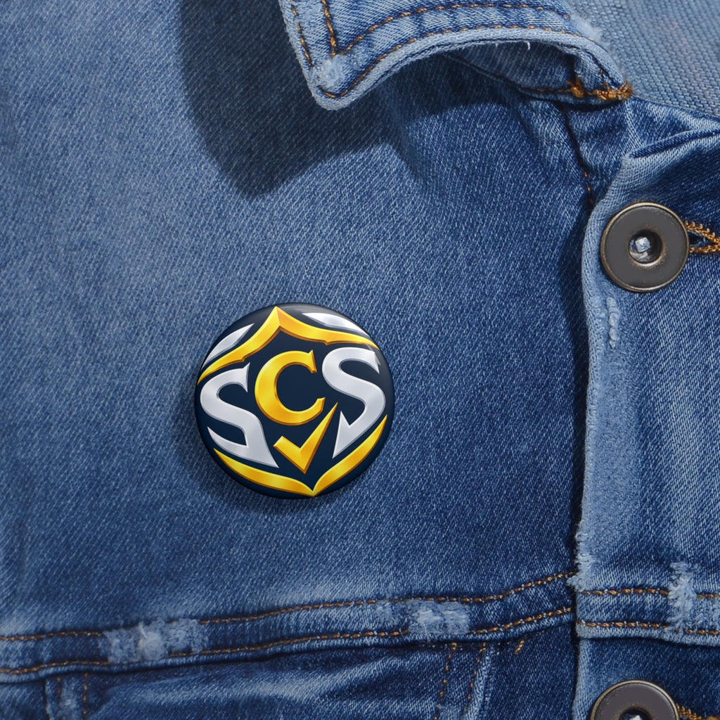 Senior Cyber Shield SCS Logo Pin Button | Navy & Gold | 1.25 Inch