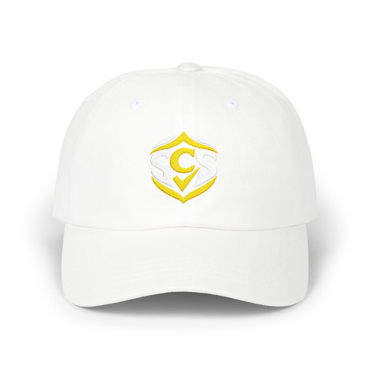 Classic Dad Cap — Embroidered Gold Crest Logo Baseball Hat