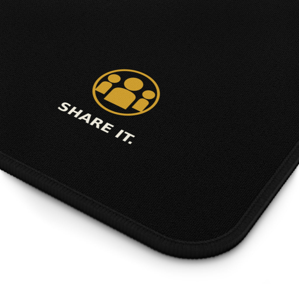 Senior Cyber Shield Black Desk Mat | Pause. Verify. Protect. | 18 × 12 inches
