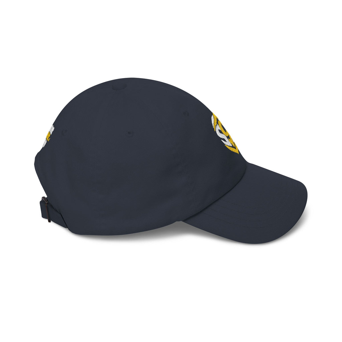 Classic Dad Cap — Embroidered Gold Crest Logo Baseball Hat