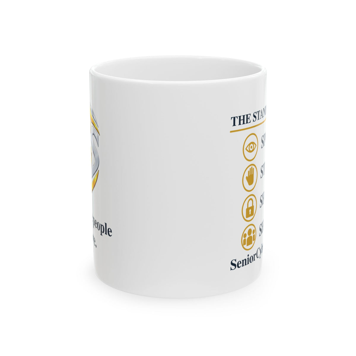Senior Cyber Shield White Mug | Protect the People You Love | 11 oz Ceramic Coffee Cup