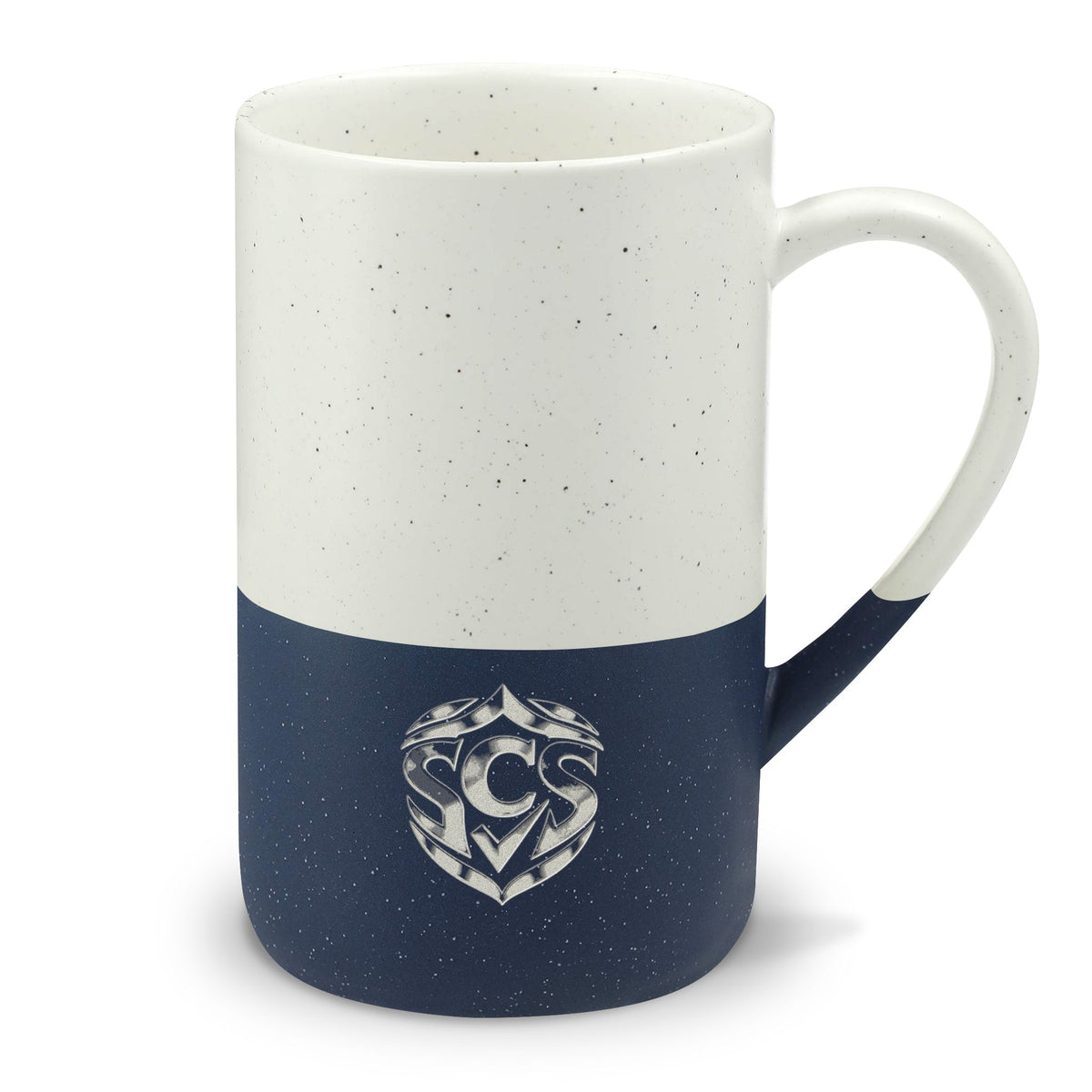 Senior Cyber Shield Engraved Speckled Ceramic Mug | 13 oz Two-Tone Coffee Cup