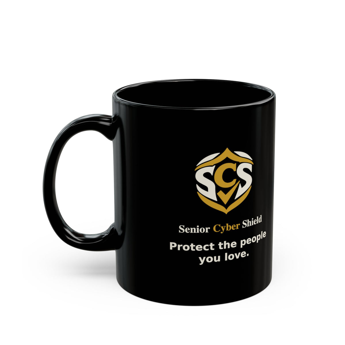 Senior Cyber Shield Black Coffee Mug | Coffee First, Verify Always | 11 oz