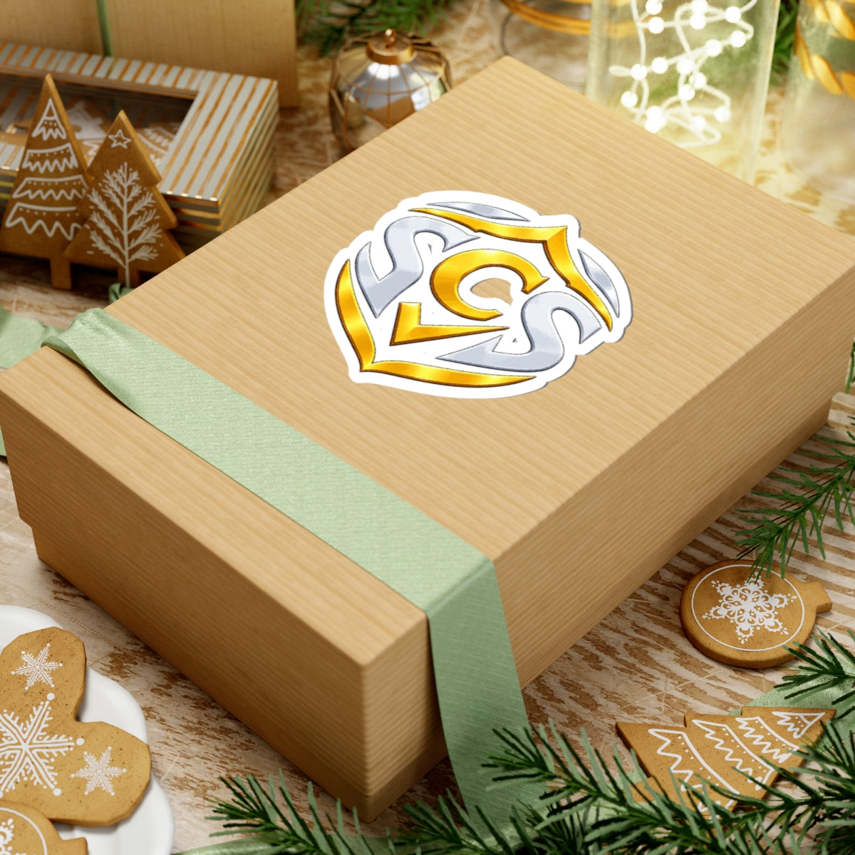 Senior Cyber Shield SCS Logo Kiss-Cut Sticker | Gold & Silver Shield