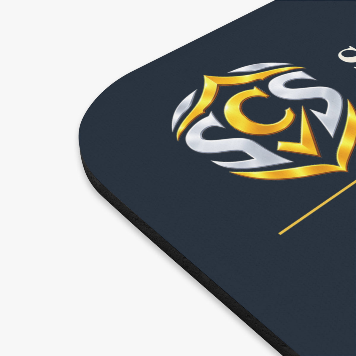 Senior Cyber Shield Mouse Pad | The Standing Order Scam Awareness Reminder | Navy & Gold | 9 × 8 inches
