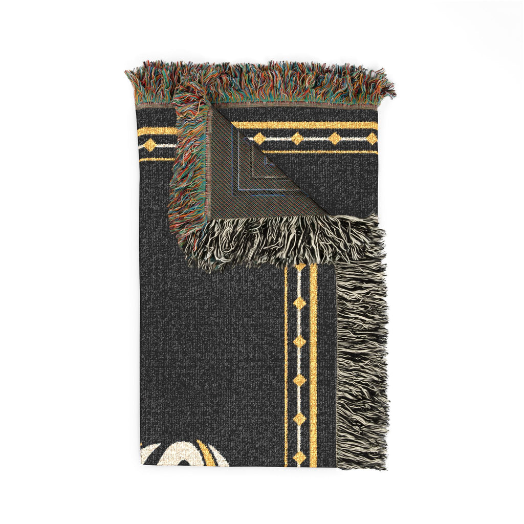 Senior Cyber Shield Woven Throw Blanket | Navy & Gold Heritage Design | 52 × 37 Inch