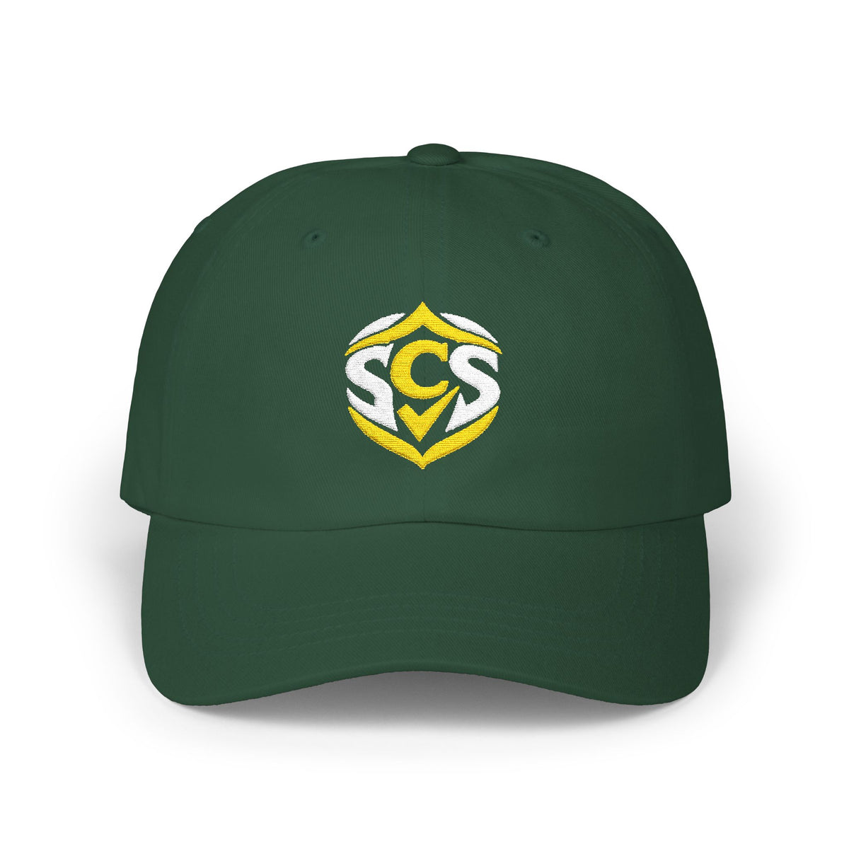 Classic Dad Cap — Embroidered Gold Crest Logo Baseball Hat