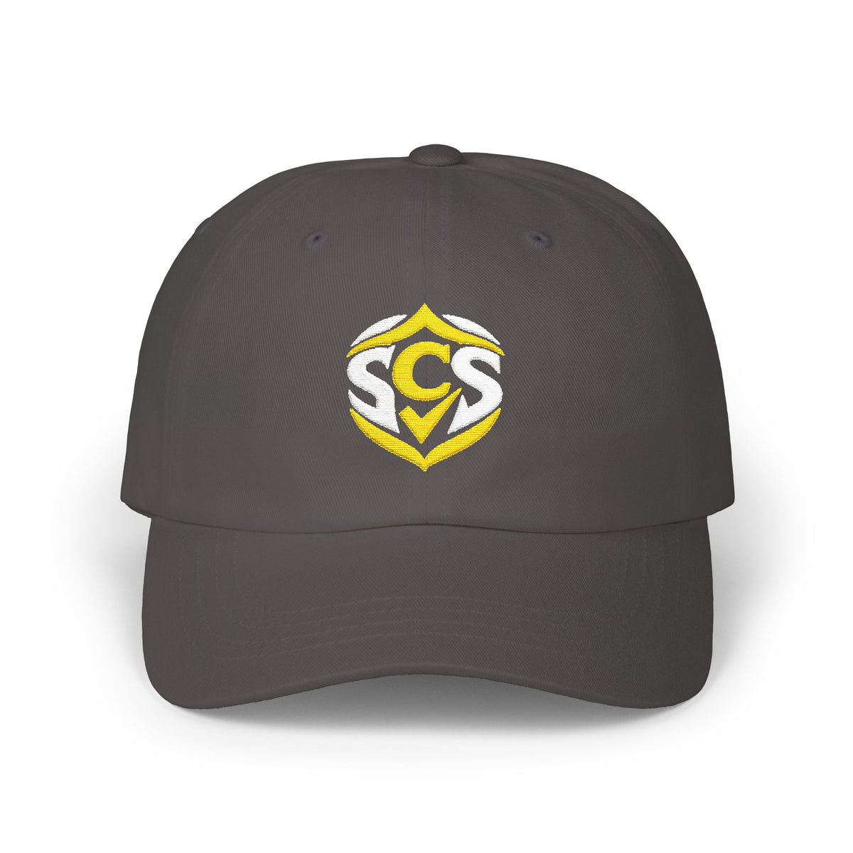 Classic Dad Cap — Embroidered Gold Crest Logo Baseball Hat