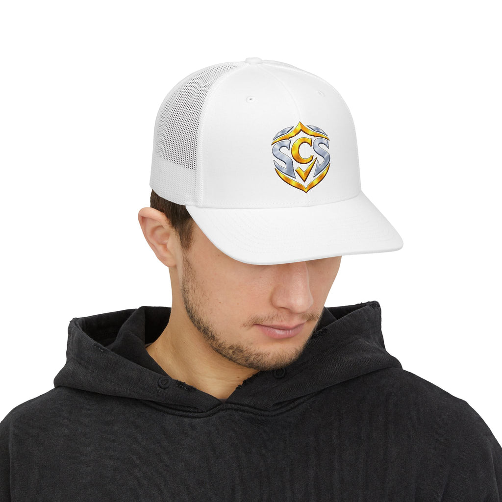 Senior Cyber Shield Logo Trucker Hat | Richardson 112 Adjustable Snapback Cap
