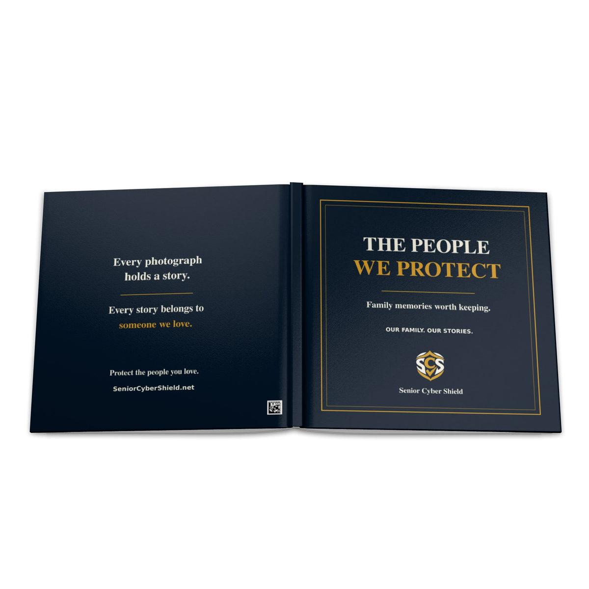 The People We Protect | Senior Cyber Shield Hardcover Family Photo Book | 8 × 8 Inch