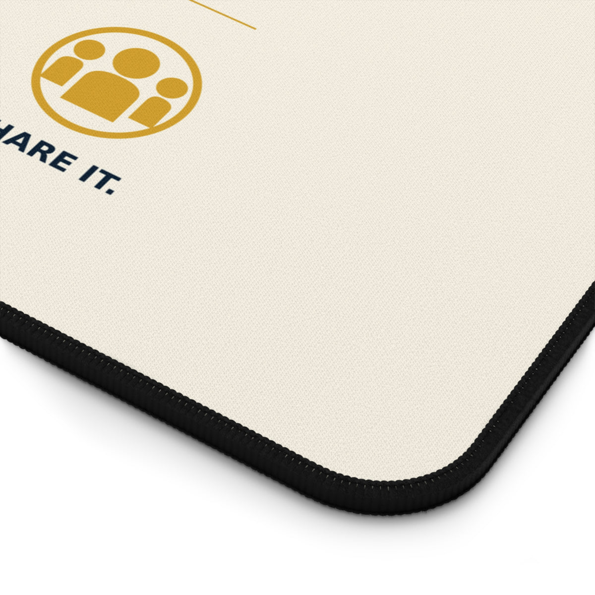 Senior Cyber Shield Desk Mat | Pause. Verify. Protect. | Cream & Gold Scam Awareness Design | 18 × 12 inches