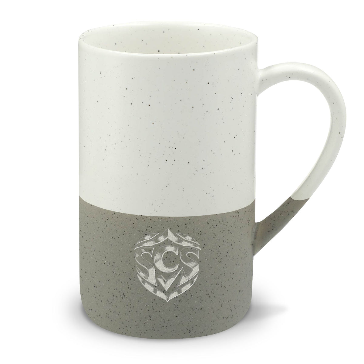 Senior Cyber Shield Engraved Speckled Ceramic Mug | 13 oz Two-Tone Coffee Cup